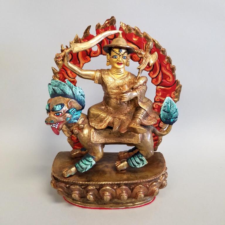 Tibetan Buddhist brass sculpture of 2 Tantric Deity -: Tibetan Buddhist brass sculpture of 2 Tantric Deity - Nepal - 1980 - 9" high x 7" wide x 3 1/4" deep