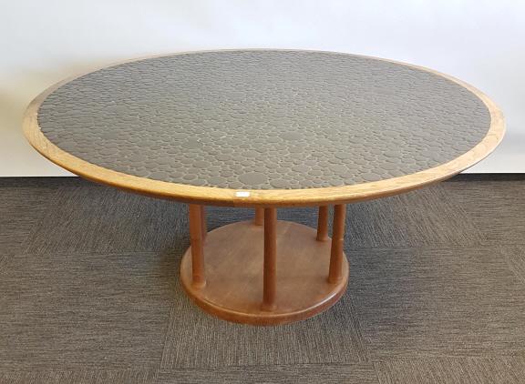 Gordon & Jane Martz tile top walnut table - 26" high x: Gordon & Jane Martz tile top walnut table - 26" high x 54" diameter