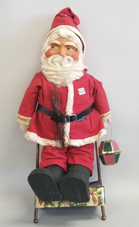 Vintage cloth & papier mache Santa with stand 26": Vintage cloth & papier mache Santa with stand 26"