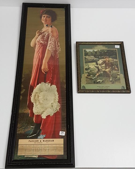 2 framed advertising lithos- Selz Shoes 12" x 40 1/2": 2 framed advertising lithos- Selz Shoes 12" x 40 1/2" O.D. & Good Year 11" x 13 1/2" O.D. (as seen)