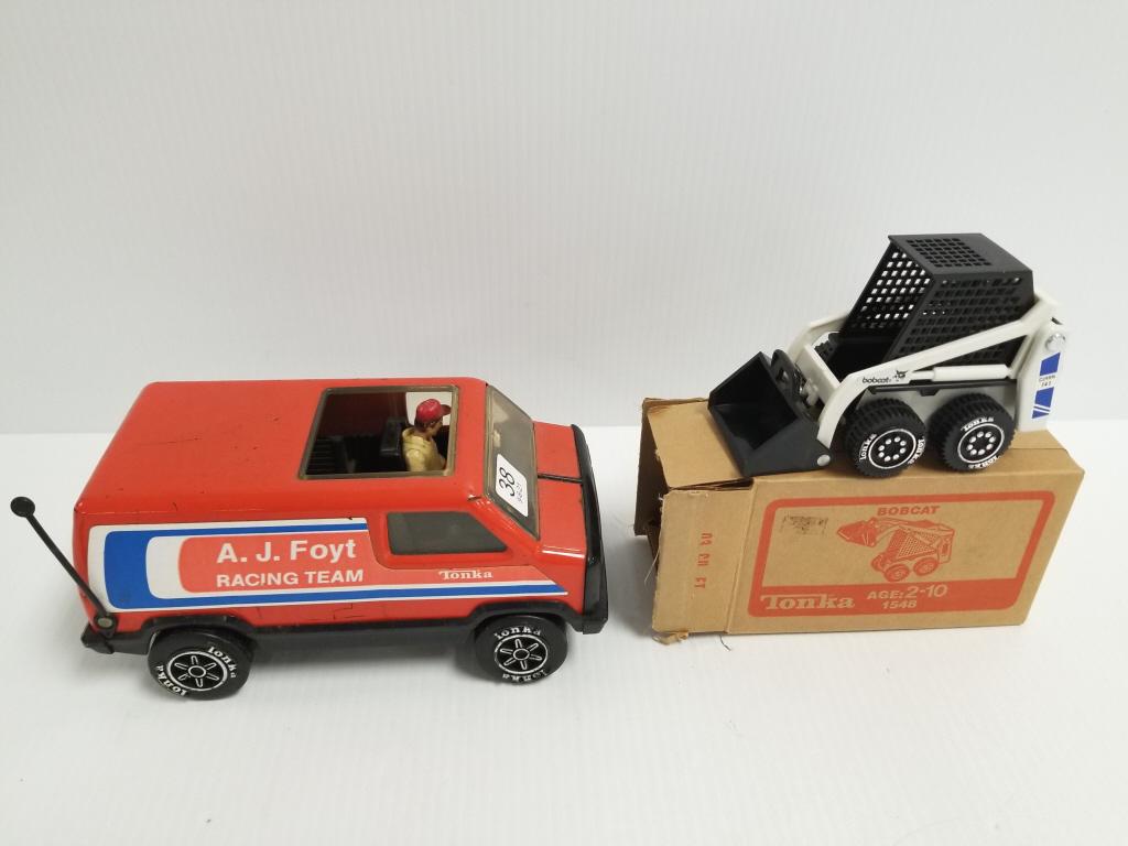 Tonka A.J. Foyt Racing Team van & Tonka Bobcat with box: Tonka A.J. Foyt Racing Team van & Tonka Bobcat with box