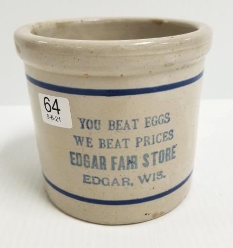 Red Wing Edgar Fair Store - Edgar, Wis. beater jar 5": Red Wing Edgar Fair Store - Edgar, Wis. beater jar 5" high