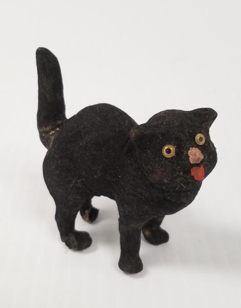 German cat candy container - glass eyes- head moves-: German cat candy container - glass eyes- head moves- tail repaired - leg as is - 2 1/2" long