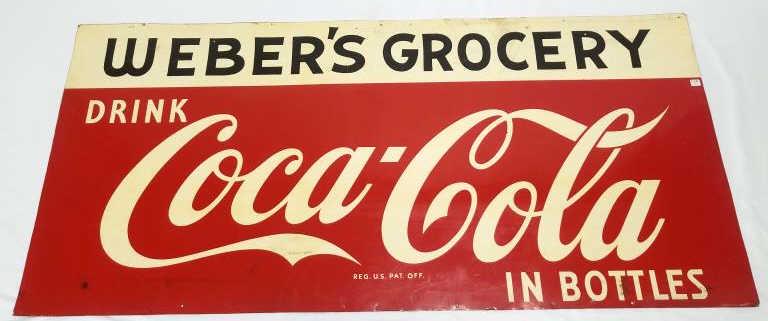 Drink Coca-Cola Webers Grocery tin advertising sign (1 of 6)