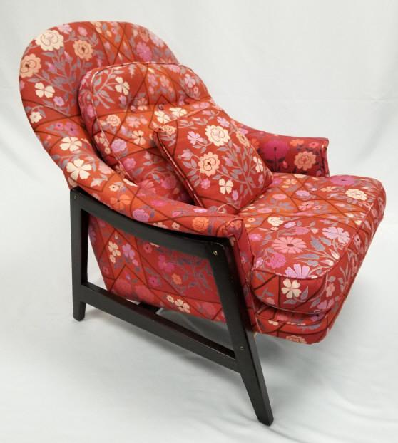 Edward Wormley for Dunbar lounge chair with original: Edward Wormley for Dunbar lounge chair with original Jack Lenor Larsen (?) fabric (some wear to fabric)