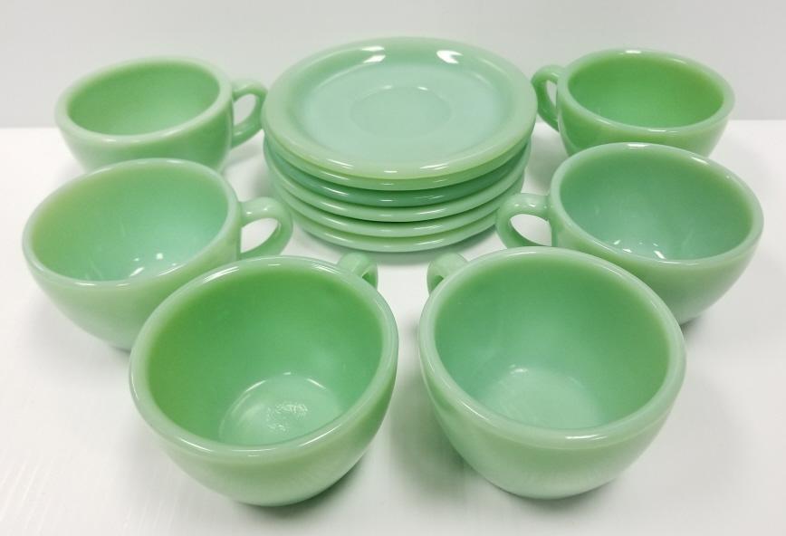 Fire King set of 6 cups & saucers - nick to rim of one (1 of 20)