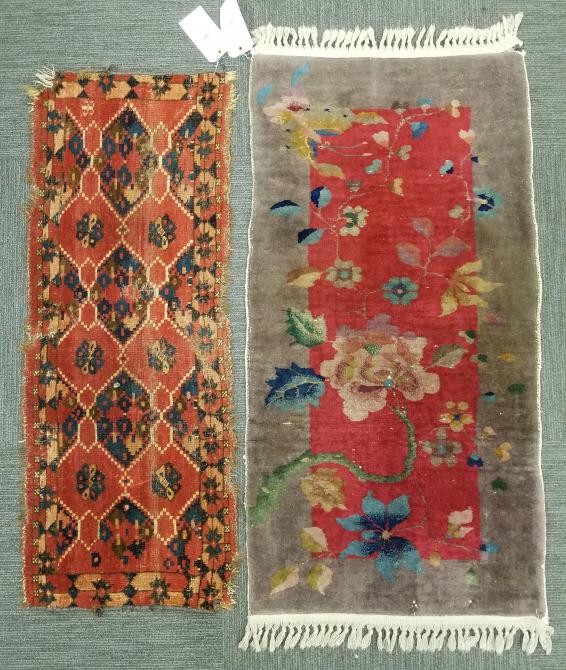 Antique Chinese Deco 2' x 4' rug & Turkoman tent flap (1 of 14)