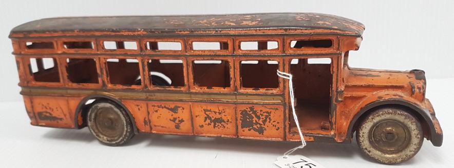 Arcade cast iron orange bus with dually's 11 1/2" long (1 of 5)