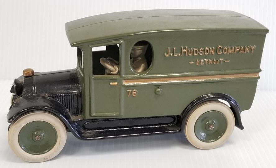 Classic cast 1923 Buick with driver - J.L. Hudson Company, Detroit - 7 3/4" long (1 of 6)