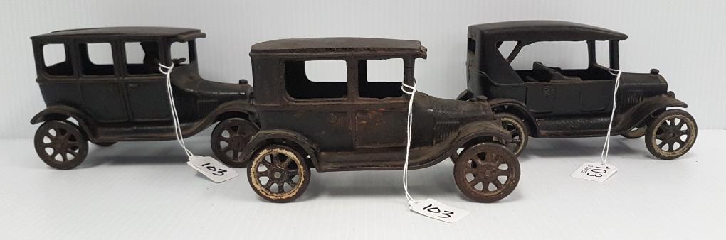 3 Arcade cast iron coupes 6" longest (1 of 7)