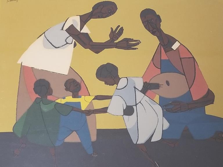 Robert Gwathmey silkscreen "Ring Around a Rosey" 1949 - signed upper left - 15 3/4" x 12 3/4" image (1 of 7)