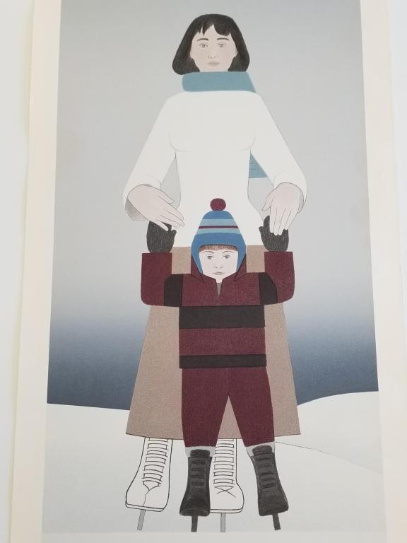 Will Barnet large pencil signed artist's proof "The Skater" 22 1/2" x 42" image (1 of 9)
