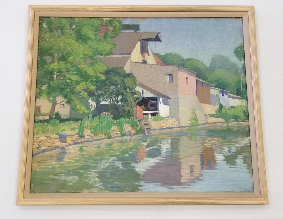 Don Methven, Minnesota artist, framed unsigned oil painting on canvas 24 1/2" x 28" O.D. (1 of 10)