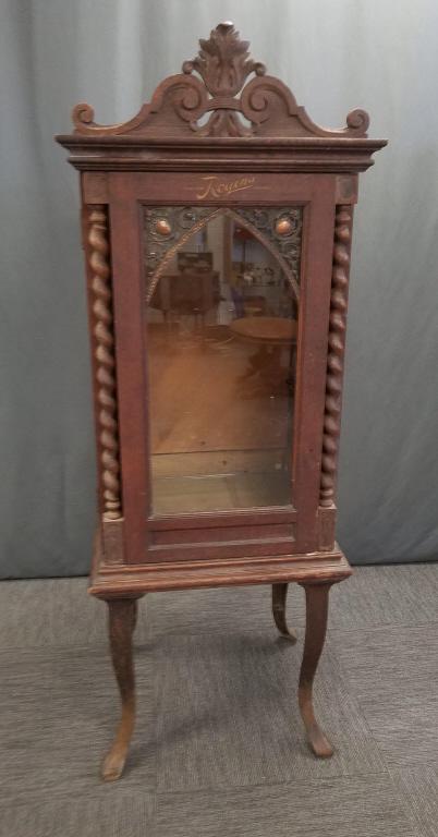 Regina oak music cabinet case on metal legs 25" wide x 21" deep x 69" tall (1 of 9)