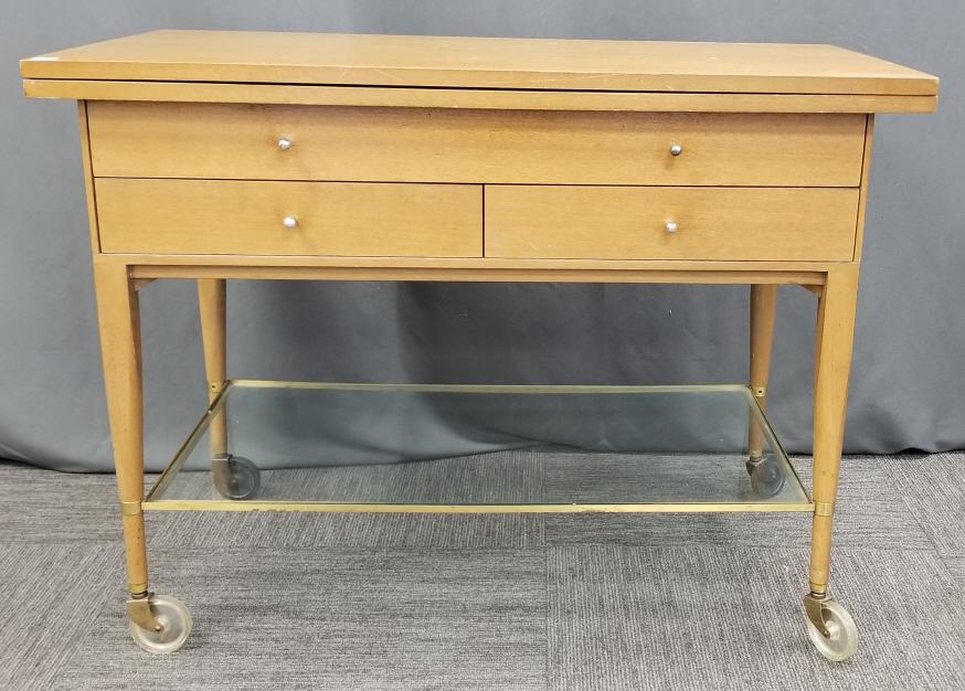 Paul McCobb - Calvin Group flip-top server with glass shelf on wheels 20" deep x 40" wide (80 1/4" (1 of 5)