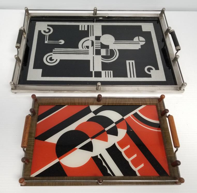 2 machine age/ art deco trays- 12"x 18" & 8"x 13" (small dent) (1 of 14)