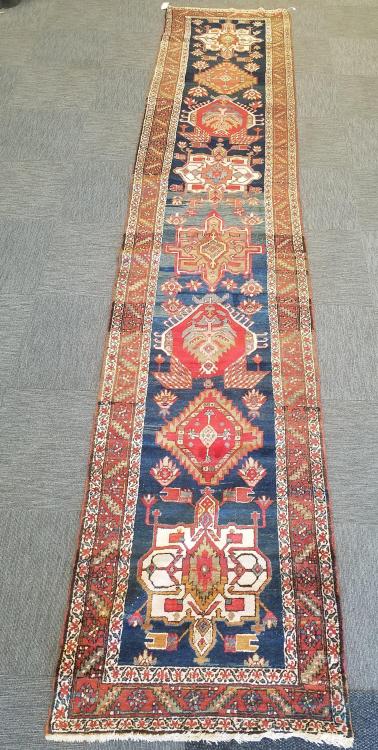 Antique handmade oriental Persian runner - approx. 3 3/4' x 18' (some wear) (1 of 10)