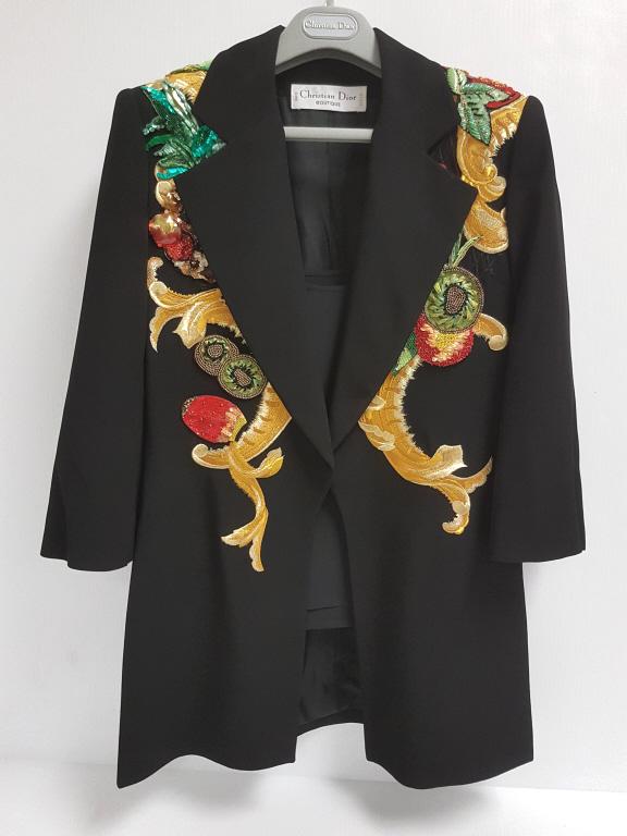 Christian Dior boutique Paris embroidered opera jacket #61310- 36" bust, 16" shoulders, 18" sleeve, (1 of 10)