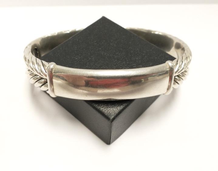 David Yurman men's sterling silver hinged cuff bracelet- 8" circ. 82.5 grams (1 of 6)