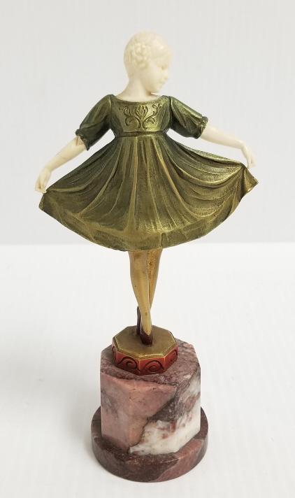"Lieselotte" by Ferdinand Preiss bronze art deco figure on marble base- initialed on reverse, 6 (1 of 12)