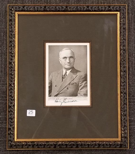 Harry Truman autographed photo with certificate 6" x 8" image only: Harry Truman autographed photo with certificate 6" x 8" image only