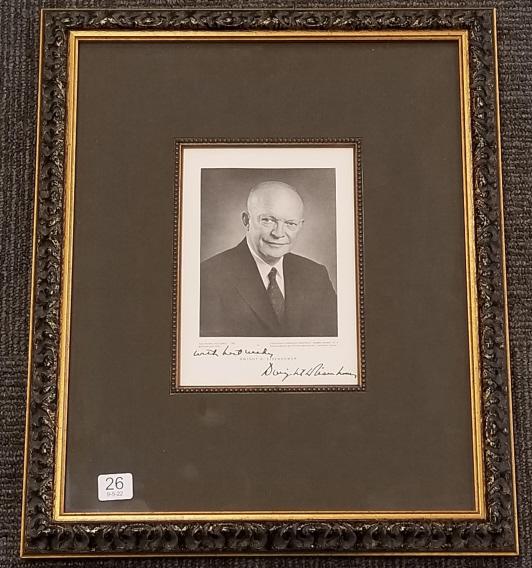 Dwight Eisenhower autographed photo with certificate 6" x 8" image only: Dwight Eisenhower autographed photo with certificate 6" x 8" image only