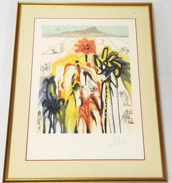 Salvador Dali "Diamond Head" framed signed & numbered print 28 3/4" x 36 3/4" O.D.: Salvador Dali "Diamond Head" framed signed & numbered print 28 3/4" x 36 3/4" O.D.numbered I 206/350
