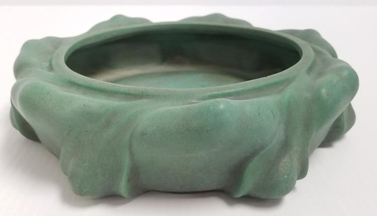 TECO double signed low bowl - 9" diameter x 2 1/2" high (AS IS - hairlines & chips): TECO double signed low bowl - 9" diameter x 2 1/2" high (AS IS - hairlines & chips)