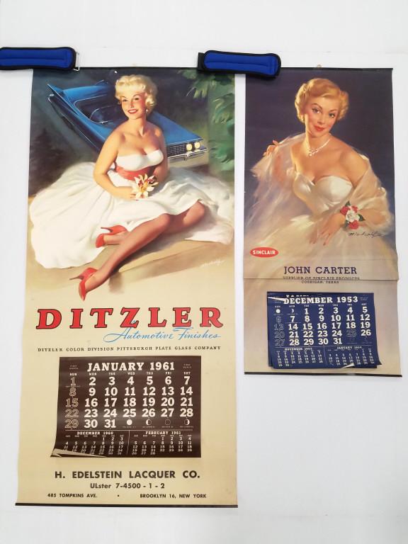 2 Bill Medcalf 1950's pin-up calendars - acquired directly from the family - 22" x 45" & 16" x 33" (1 of 9)