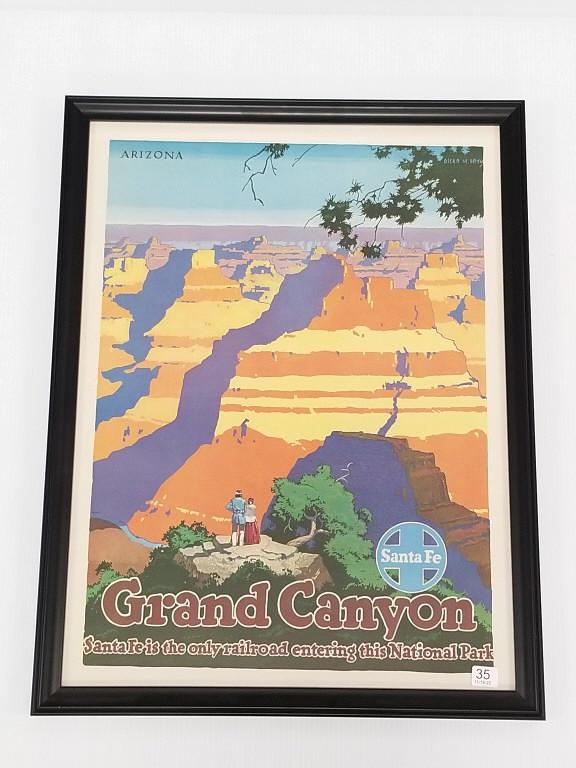 Vintage Grand Canyon- Arizona 1960's railroad travel poster 19 1/2" x 25 1/2" O.D.; 16" x 22" image (1 of 5)
