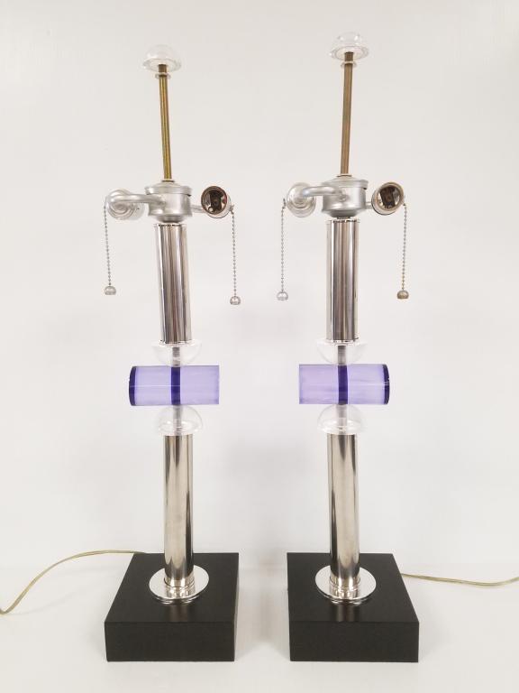 Pair of Hivo Van Teal lucite lamps - 28" overall height (1 of 5)