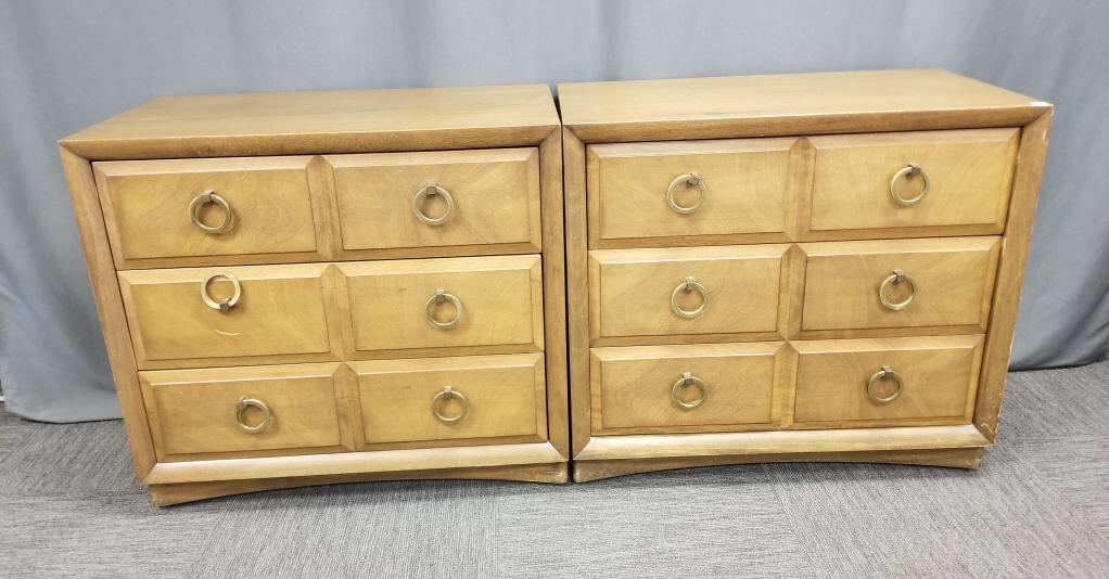 Pair of T.H. Robsjohn-Gibbings for Widdicomb mid-century "Modern Original" 3-drawer dressers: Pair of T.H. Robsjohn-Gibbings for Widdicomb mid-century "Modern Original" 3-drawer dressers 36" wide x 20 1/4" deep x 32 3/4" tall