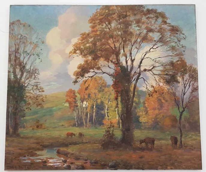 H (Harold) H.(Harrington) Betts signed oil painting on canvas (unframed) 32 1/2" x 37 1/2" O.D. (1 of 8)