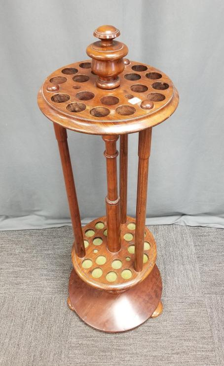 Antique walnut pool cue holder - holds 18 cues - 46" tall (1 of 4)