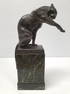 Wera von Bartels signed sitting panther bronze on base - 18 1/2" overall height - 10" bronze; 8 1/2"