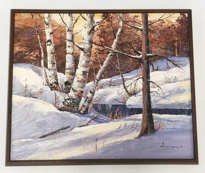 Herb Hultgren - Minnesota artist - framed signed oil painting on canvas "First Snow - Money Creek" (1 of 8)