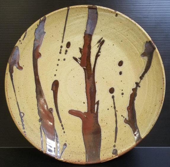 Warren Mackenzie, unsigned, large platter with decoration 19 1/4" diameter (1 of 8)