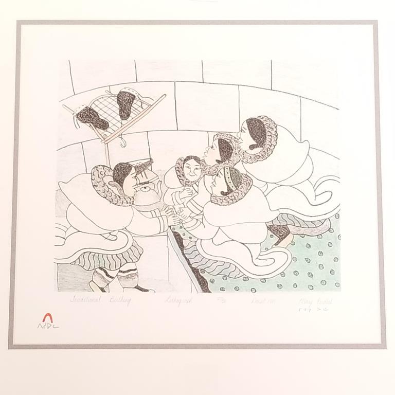 Mary Pudlat framed signed lithograph "Traditional Birthing" 27/50 - Dorset 1989 -22" x 20 3/4" O.D. (1 of 9)
