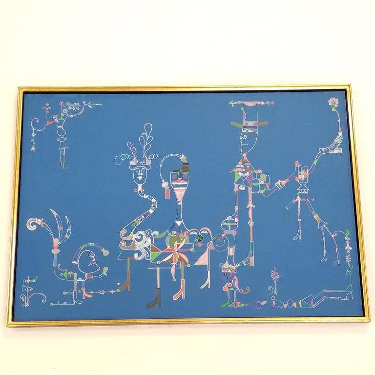 Pierre Caille framed signed oil painting on board "Petite FÃ¨te Jour", 1976, with Claude Jongen (1 of 10)