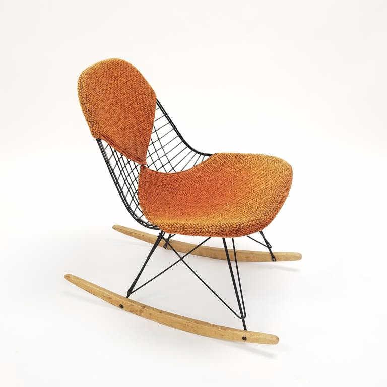 Eames for Herman Miller bikini RKR wire rocker (as seen - wear to finish - fabric fading) (1 of 9)