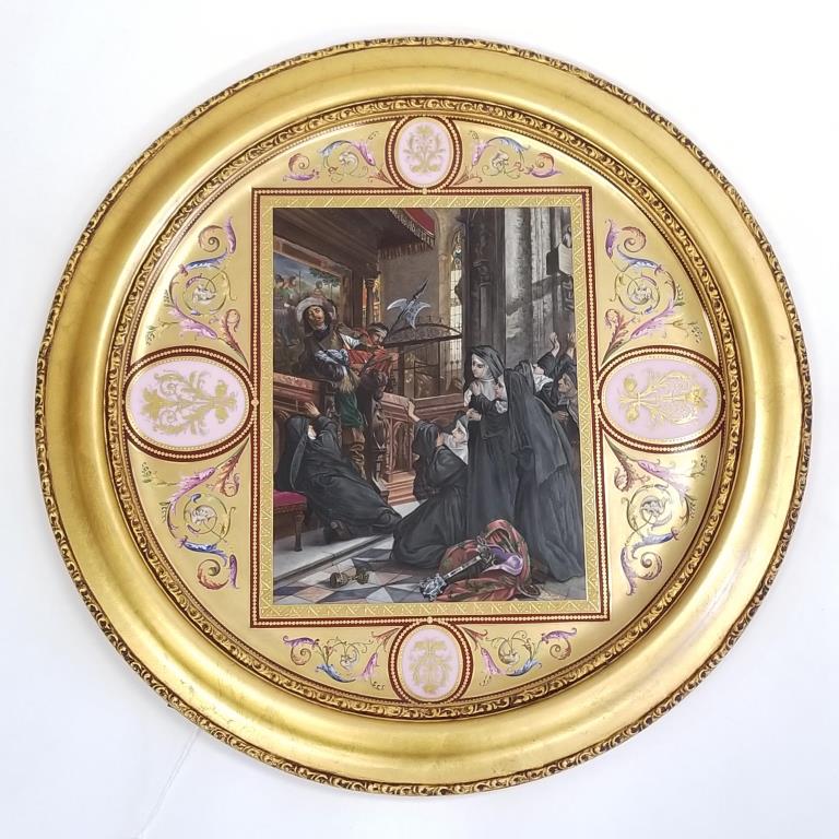 Royal Vienna large framed plaque - marked on reverse - 25" diameter including frame (1 of 11)