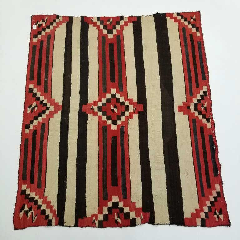3rd Phase Navajo Chief blanket 57" x 65" (as seen - some older repairs; bleeding throughout; freying (1 of 15)