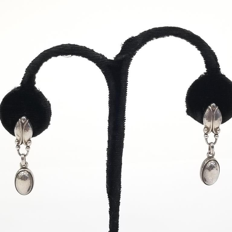 Pair of Georg Jensen sterling silver earrings #17- 1 3/8" (1 of 5)