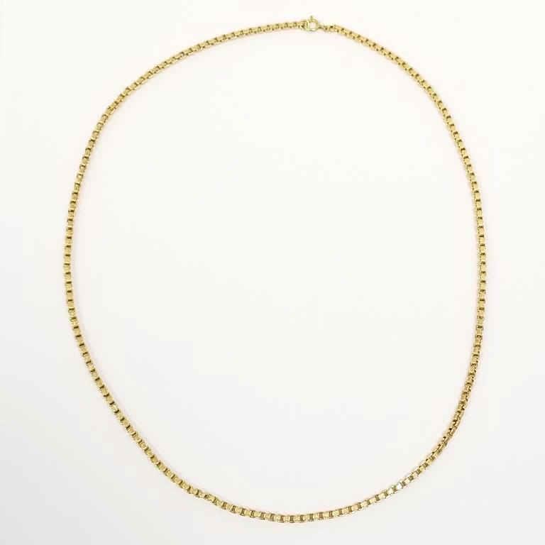 18k gold box link chain necklace 22" long 14.7gr (1 of 6)
