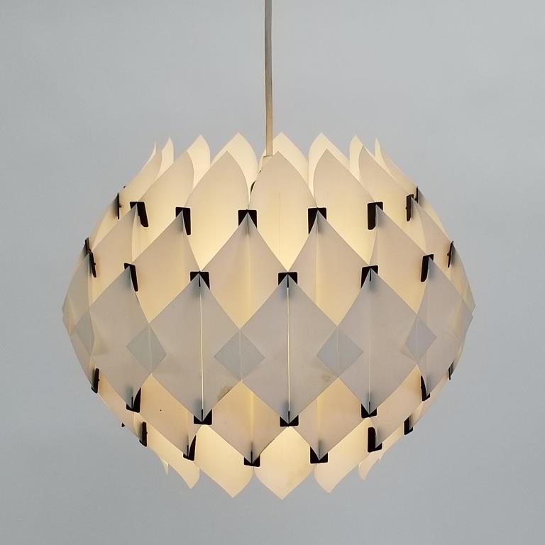 Lars Schioler, attribution, vintage Danish modern pendant - 12" high x 16" diameter (1 of 8)