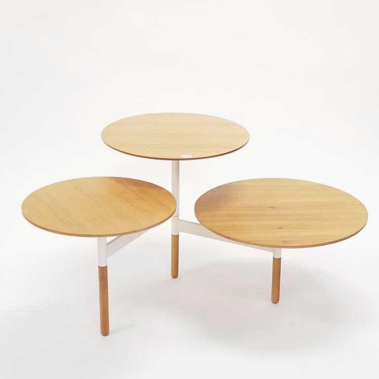 Contemporary 3-tier metal & wood swivel stand - 20" tall (1 of 8)