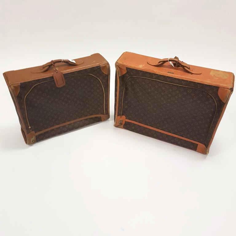2 Louis Vuitton suitcases - one with Saks Fifth Avenue metal tag - 25" x 21" x 8" largest (as seen) (1 of 5)