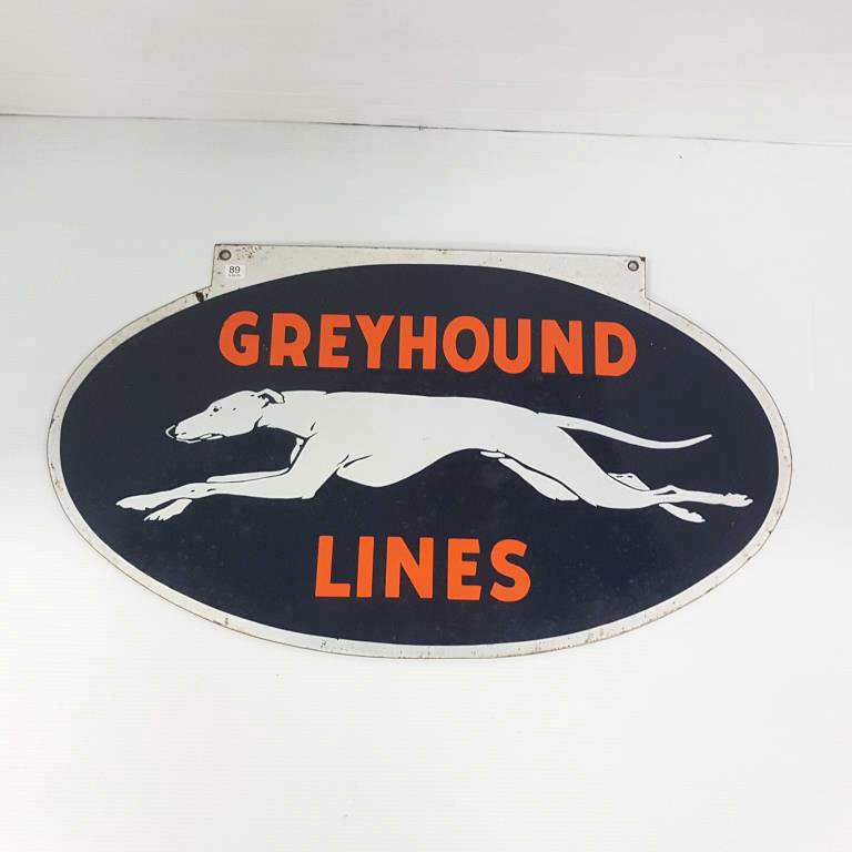 Greyhound Lines porcelain double sided sign - 36" wide x 20 1/2" high (1 of 3)