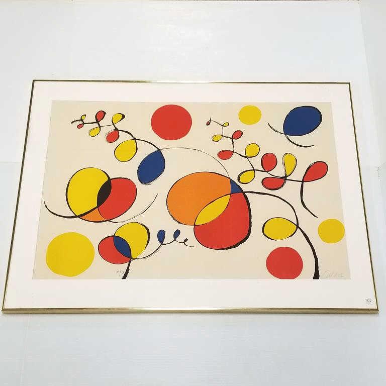 Alexander Calder large framed pencil signed & numbered 100/150 lithograph - 36 3/4' x 49 1/2" O.D. (1 of 7)