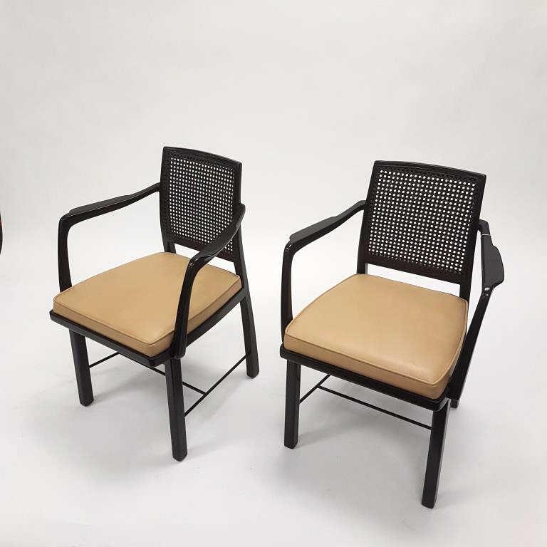 Pair of Edward Wormley for Dunbar - Janus Collection armchairs with leather seats (painted) (1 of 12)